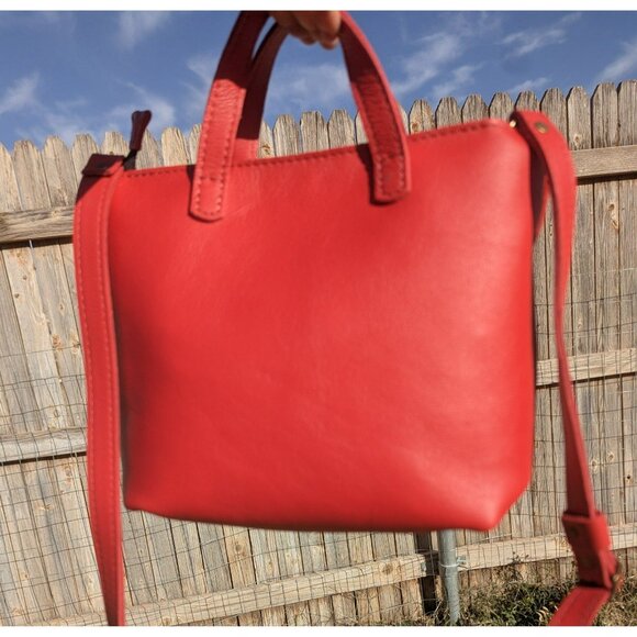 NEW Portland Leather Goods 'Almost Perfect' Mini Crossbody Zip Tote Poppy Red??? - Picture 2 of 4
